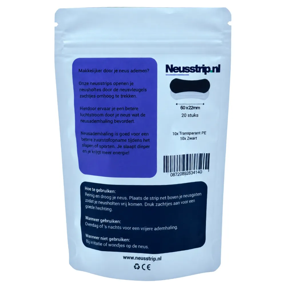 Proefpakket Neusstrips | Ovaal | Transparant & zwart | 20 stuks